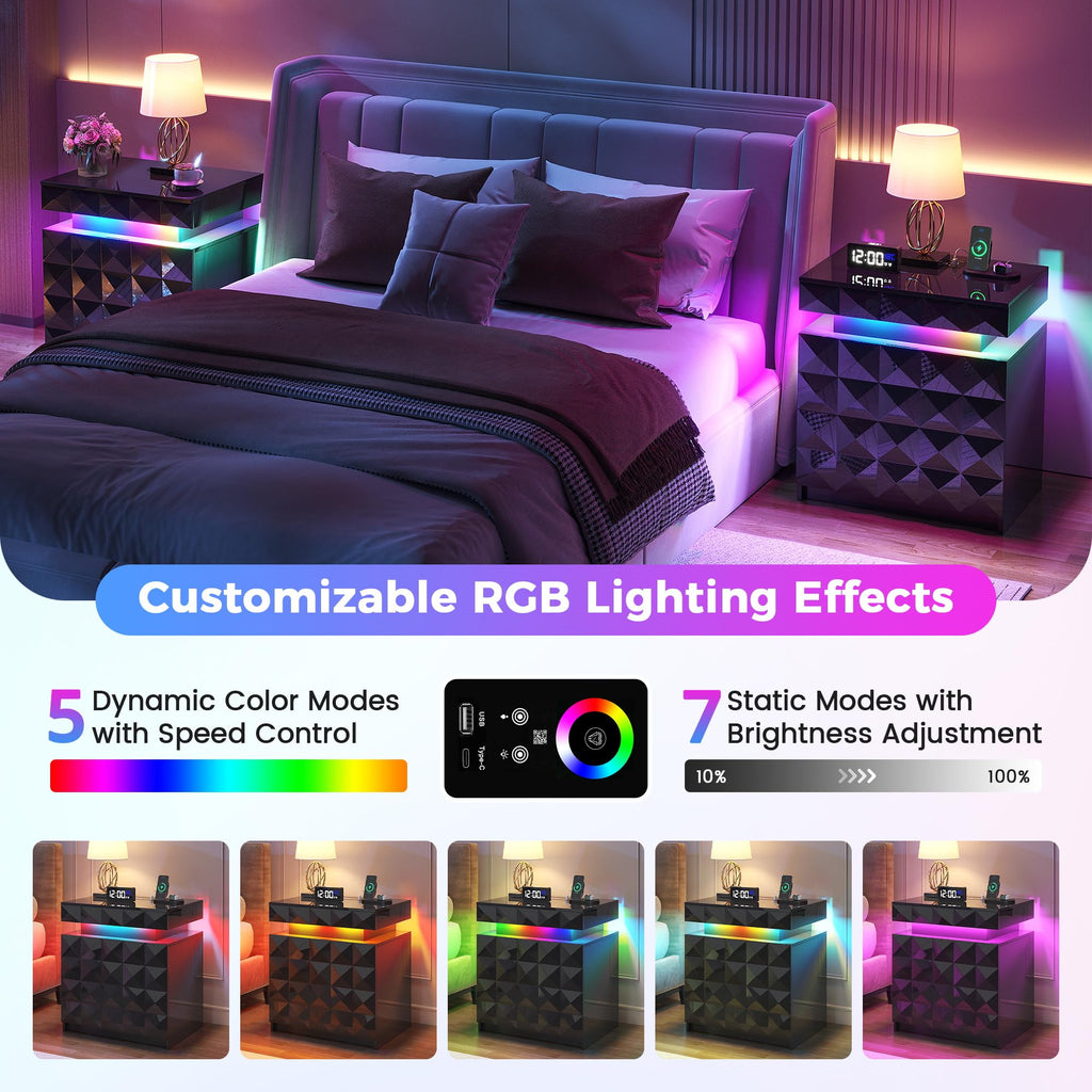 LED Night Stand with Charging Station V589756