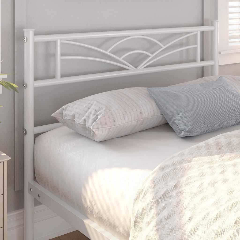 Twin Size White Metal Bed Frame with Headboard R96619