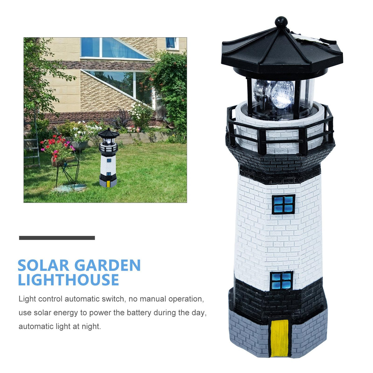 Solar Rotating Lighthouse Garden Light P8840