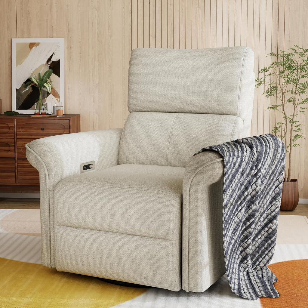 Fabric Light Gray Swivel Rocker Recliner Chair V86833