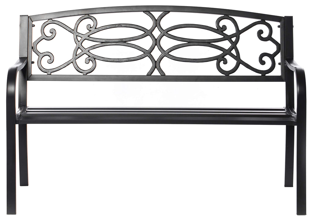 Steel Outdoor Patio Garden Bench with Cast Iron Backrest C197