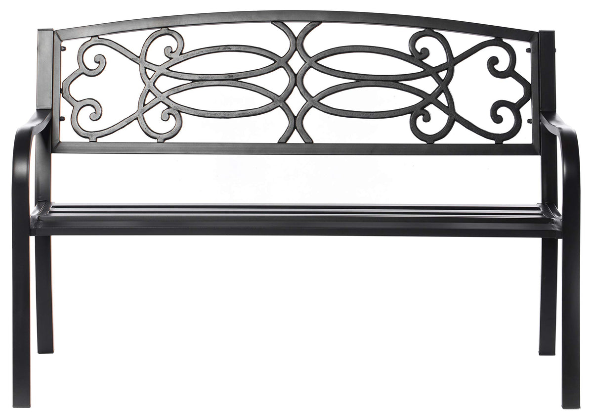 Steel Outdoor Patio Garden Bench with Cast Iron Backrest C197
