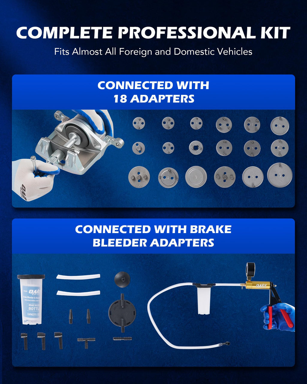 2-in-1 Brake Caliper Compression Tool and Vacuum Pump Bleeder Kit M5504