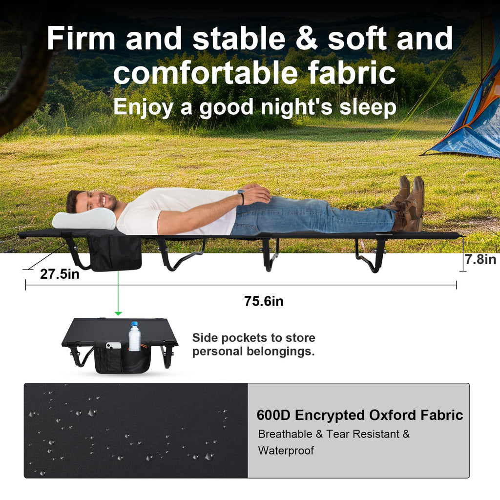 Ultralight Folding Camping Cot 4-Legs 352 lbs Q63725