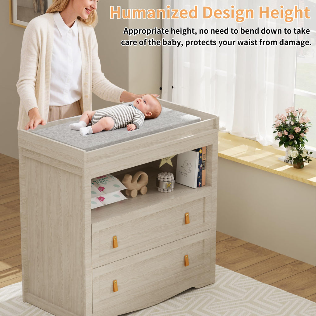 Beige Baby Dresser with Changing Table Top N584