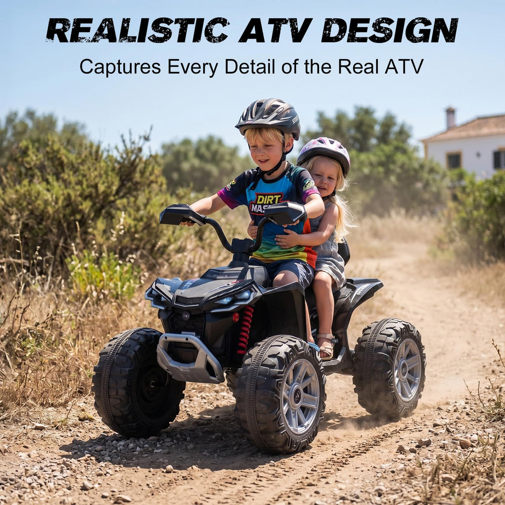 24V 2 Seater Kids ATV with LED Lights and Music, Black O919335