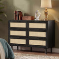 6 Drawer Rattan Wood Dresser U9317