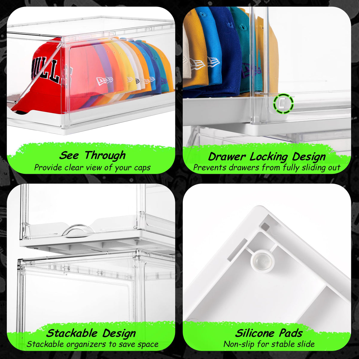 2 Pack Stackable Baseball Caps Organizer F440