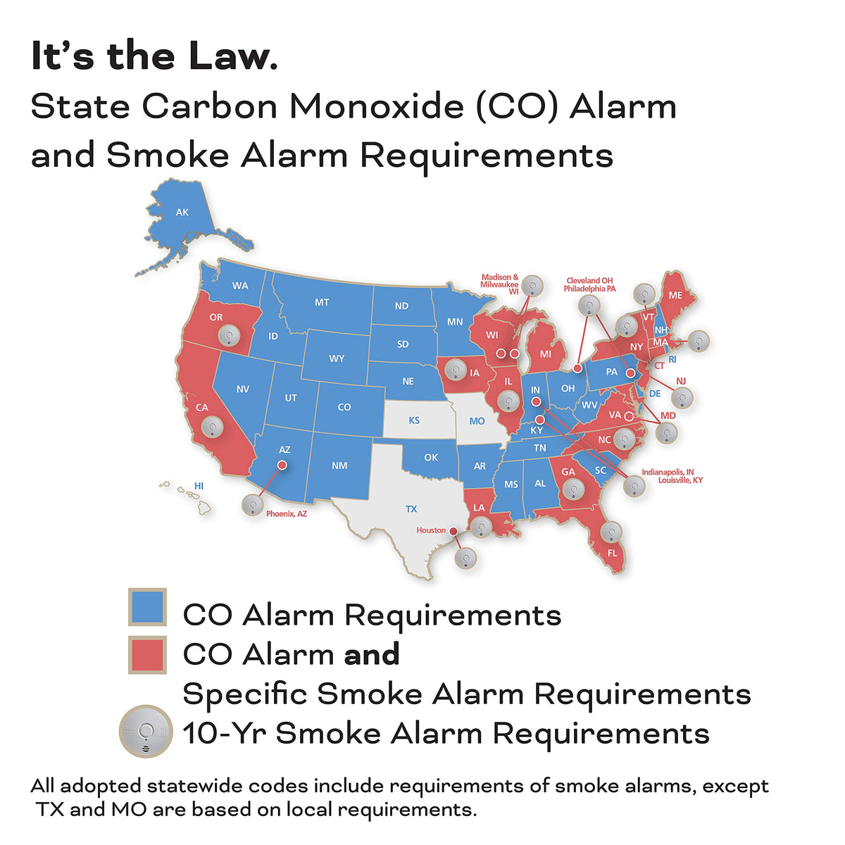 Smoke & Carbon Monoxide Detector, AA Battery Powered, 1 Pack F869