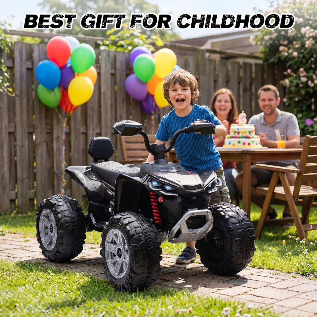24V 2 Seater Kids ATV with LED Lights and Music, Black O919335