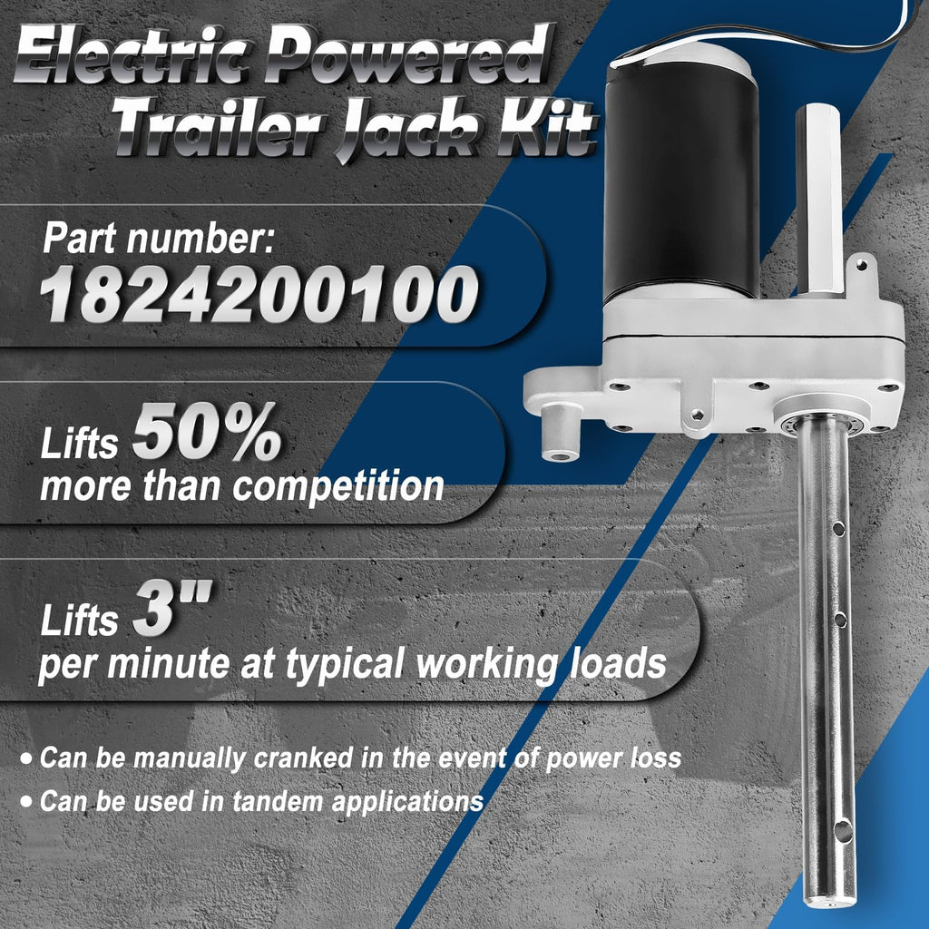 Electric Powered Trailer Jack Kit 12,000 lbs 12V Single Speed Tongue Jack with Control Switch R87262