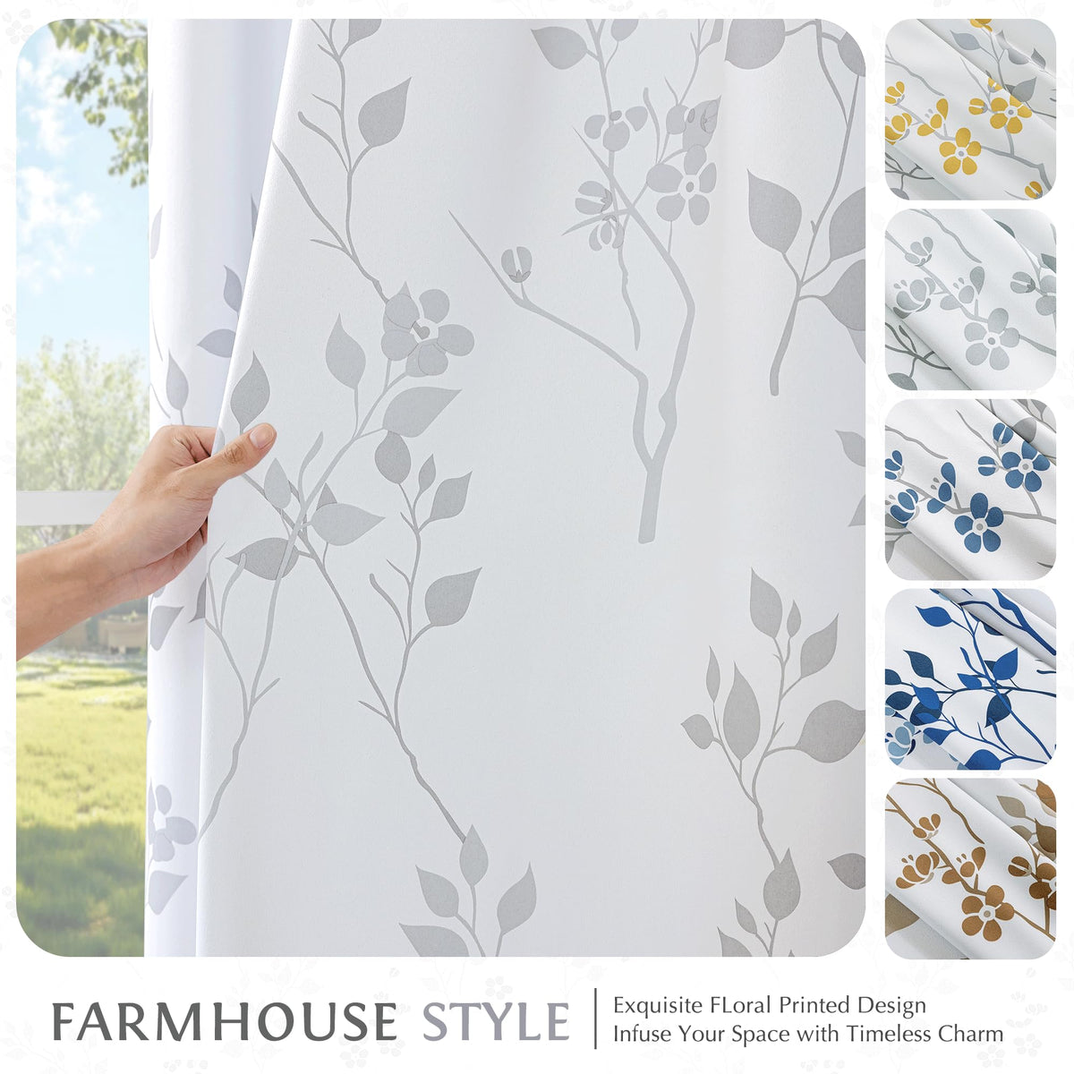 Grey White 100x84 Blackout Curtains L762237
