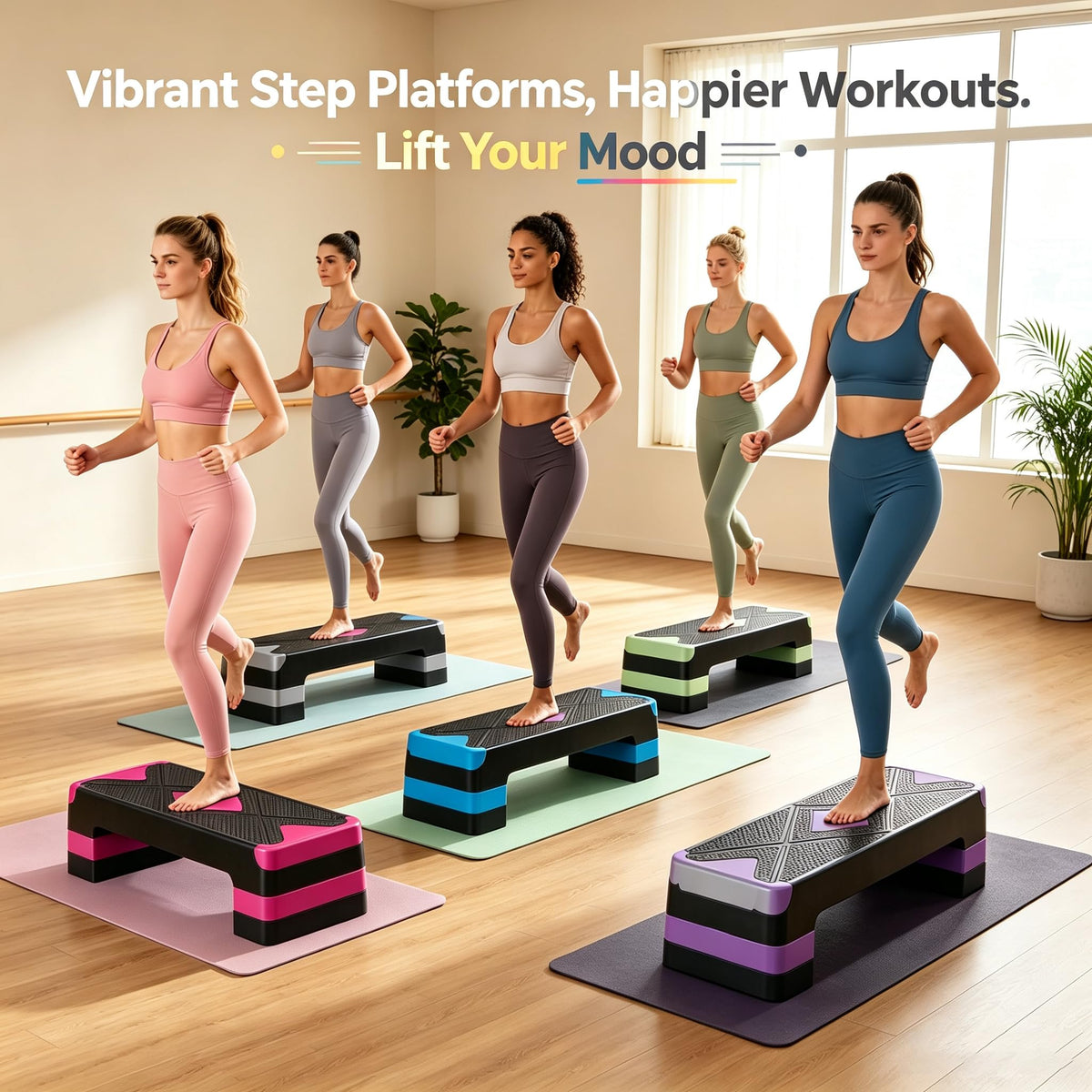 28-Inch Height Adjustable Aerobic Step Platform with 4 Risers U1730