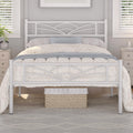 Twin Size White Metal Bed Frame with Headboard R96619