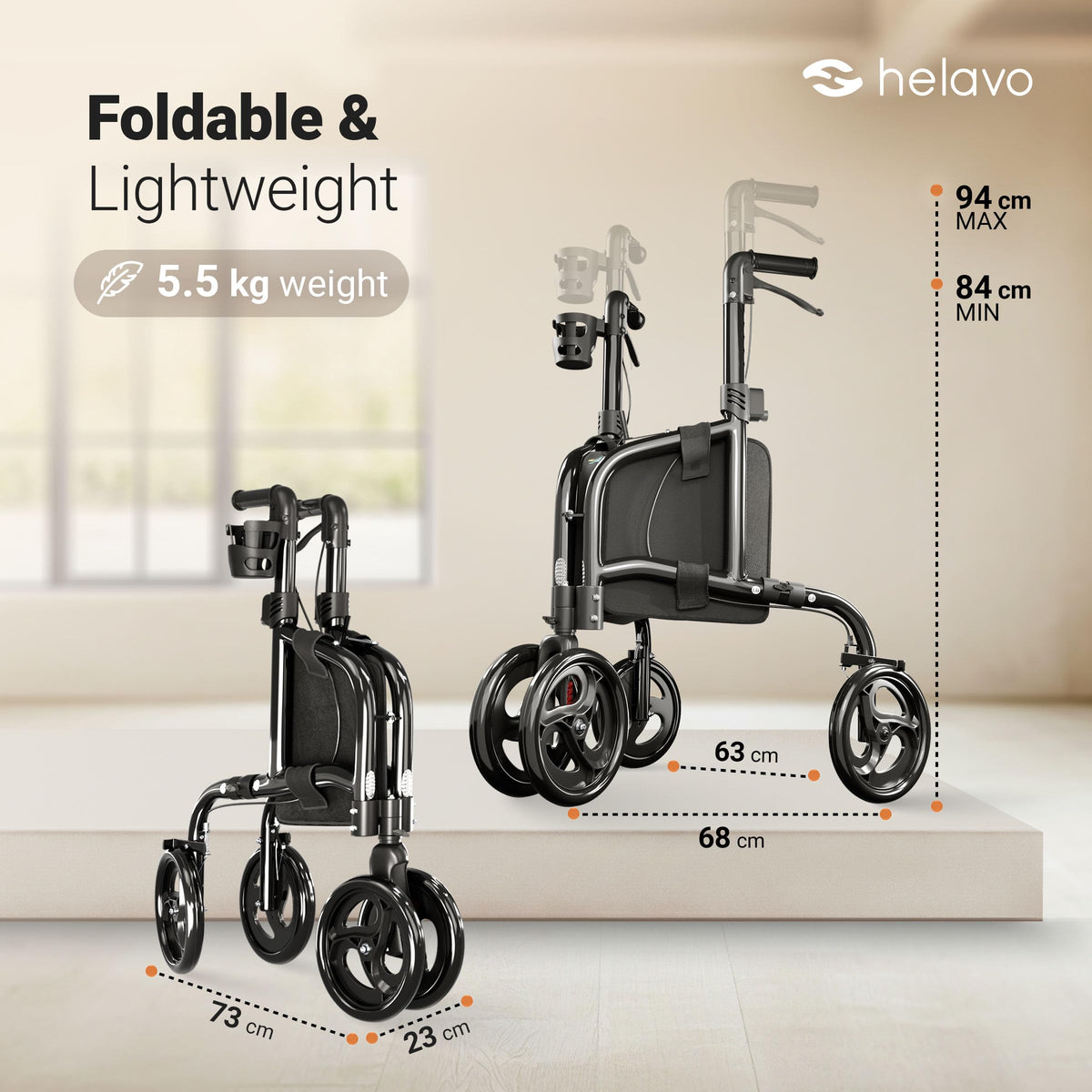3 Wheel Walker with Double Front Wheels Y458