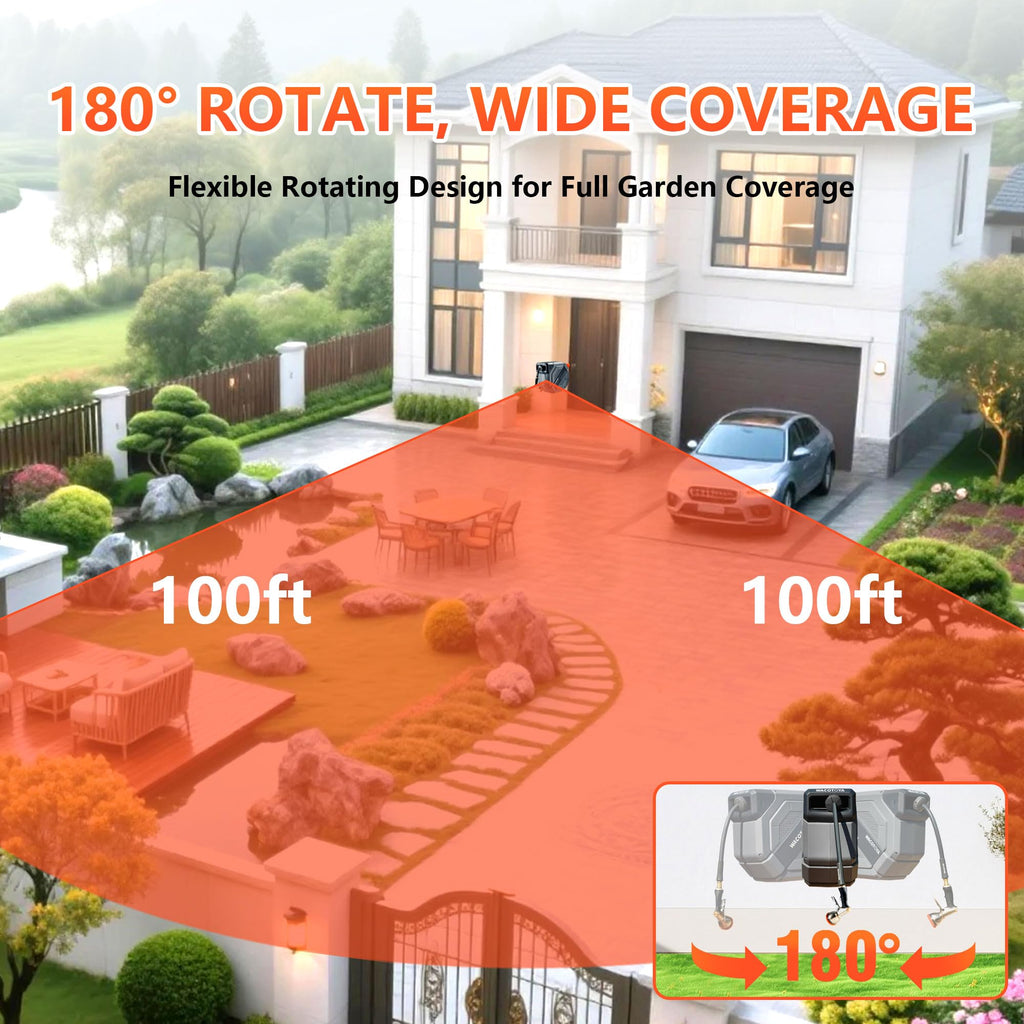 Retractable Garden Hose Reel, 5/8 in x100 ft Heavy Duty Wall Mount K504