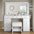 White Vanity Desk with Mirror and Chair I443172