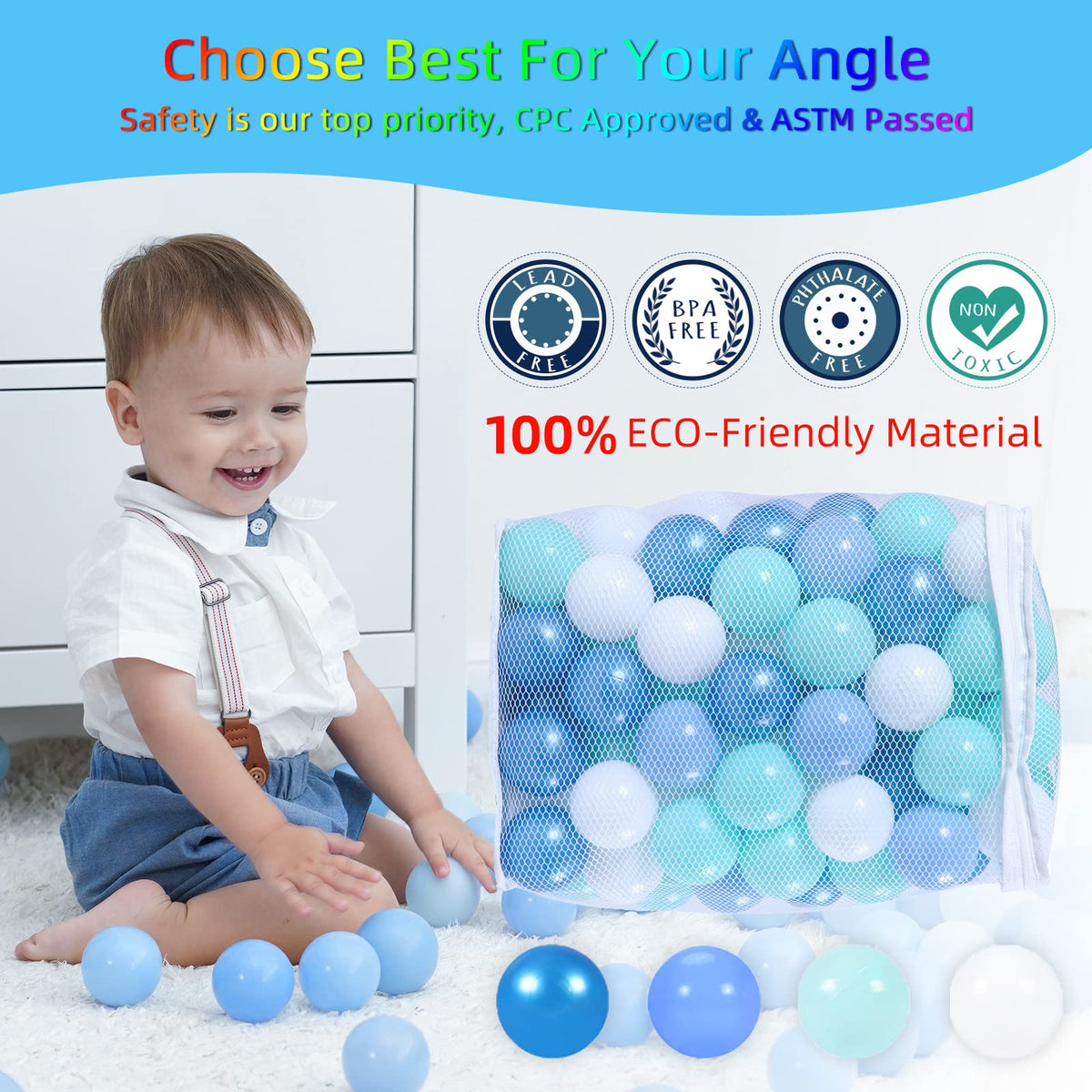 Phthalate Free BPA Free Non-Toxic Crush Proof Play Balls O555720