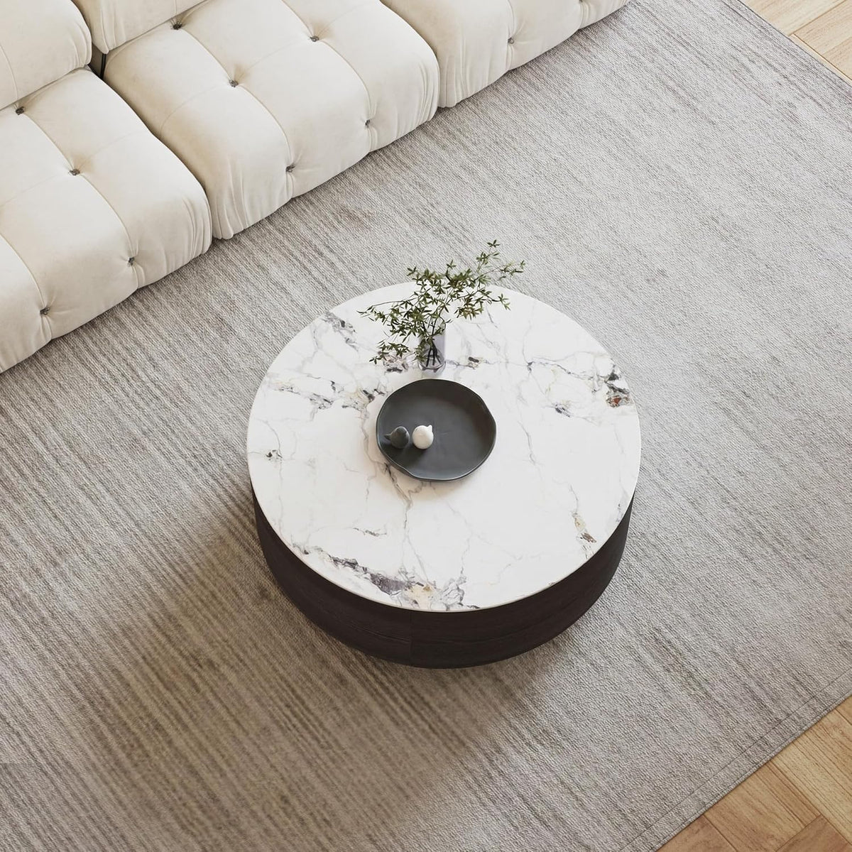 Round Coffee Table with 2 Drawers I872493