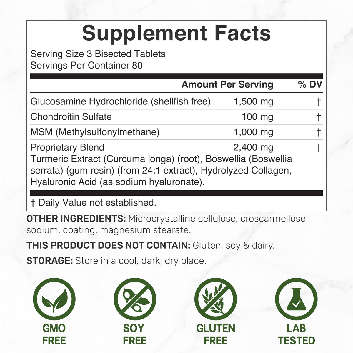 Glucosamine Chondroitin & MSM Complex 240 Tablets S592379