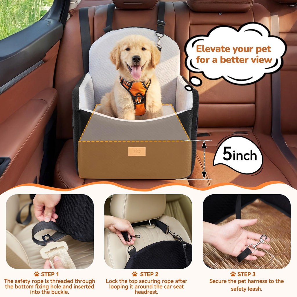 Dog Booster Car Seat for Small Dogs Up to 40lbs with Safety Belt U846
