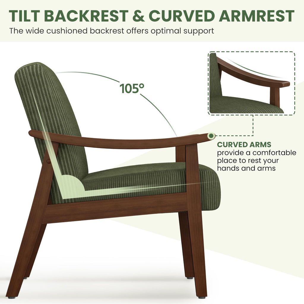 Dark Green Corduroy Accent Chairs Set of 2 J29490