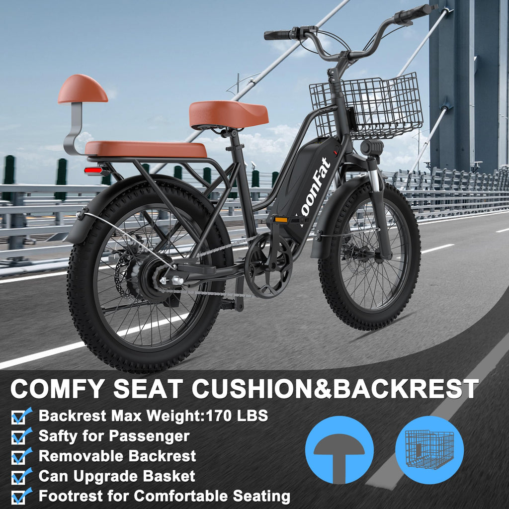 Peak 1000W 48V 13Ah Electric Bike with Rear Seat & Front Basket G330449