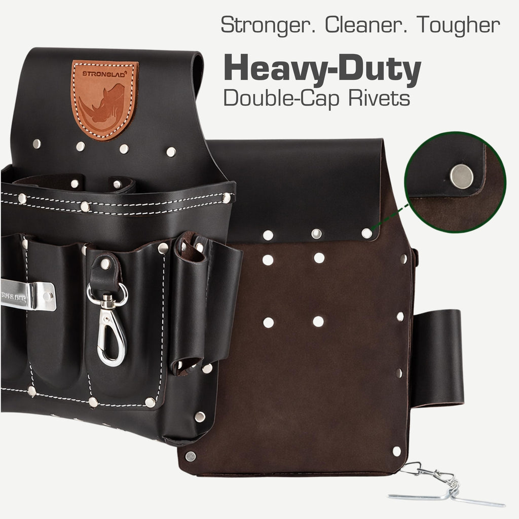 13-Pocket Top-Grain Leather Electricians Tool Belt O4955