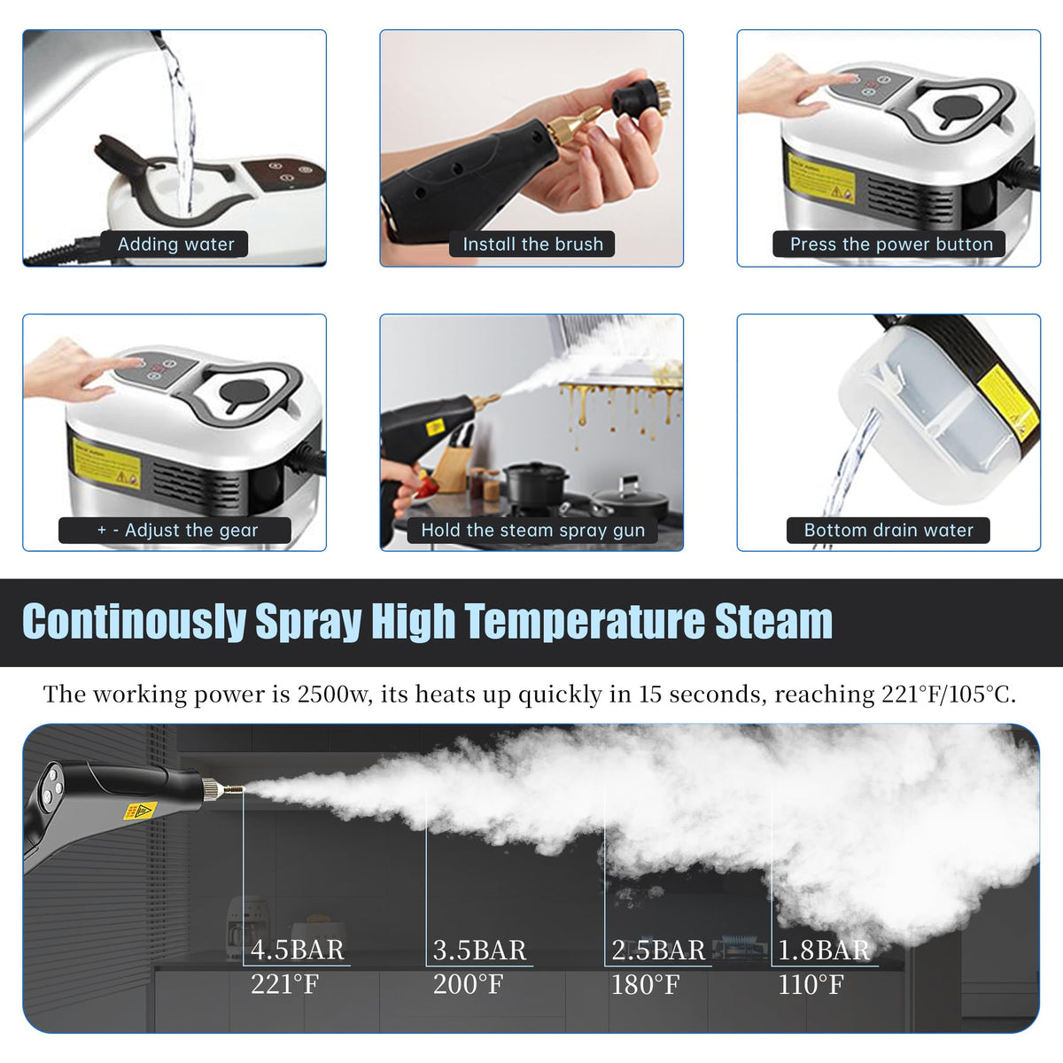 2500W Handheld Steam Cleaner I31782