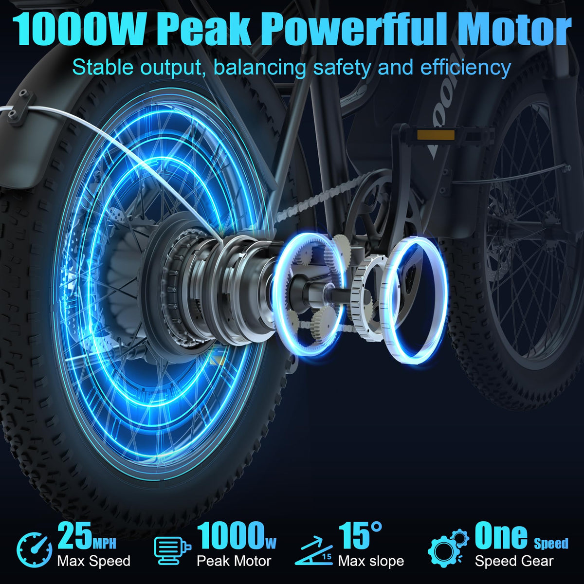 Peak 1000W 48V 13Ah Electric Bike with Rear Seat & Front Basket G330449