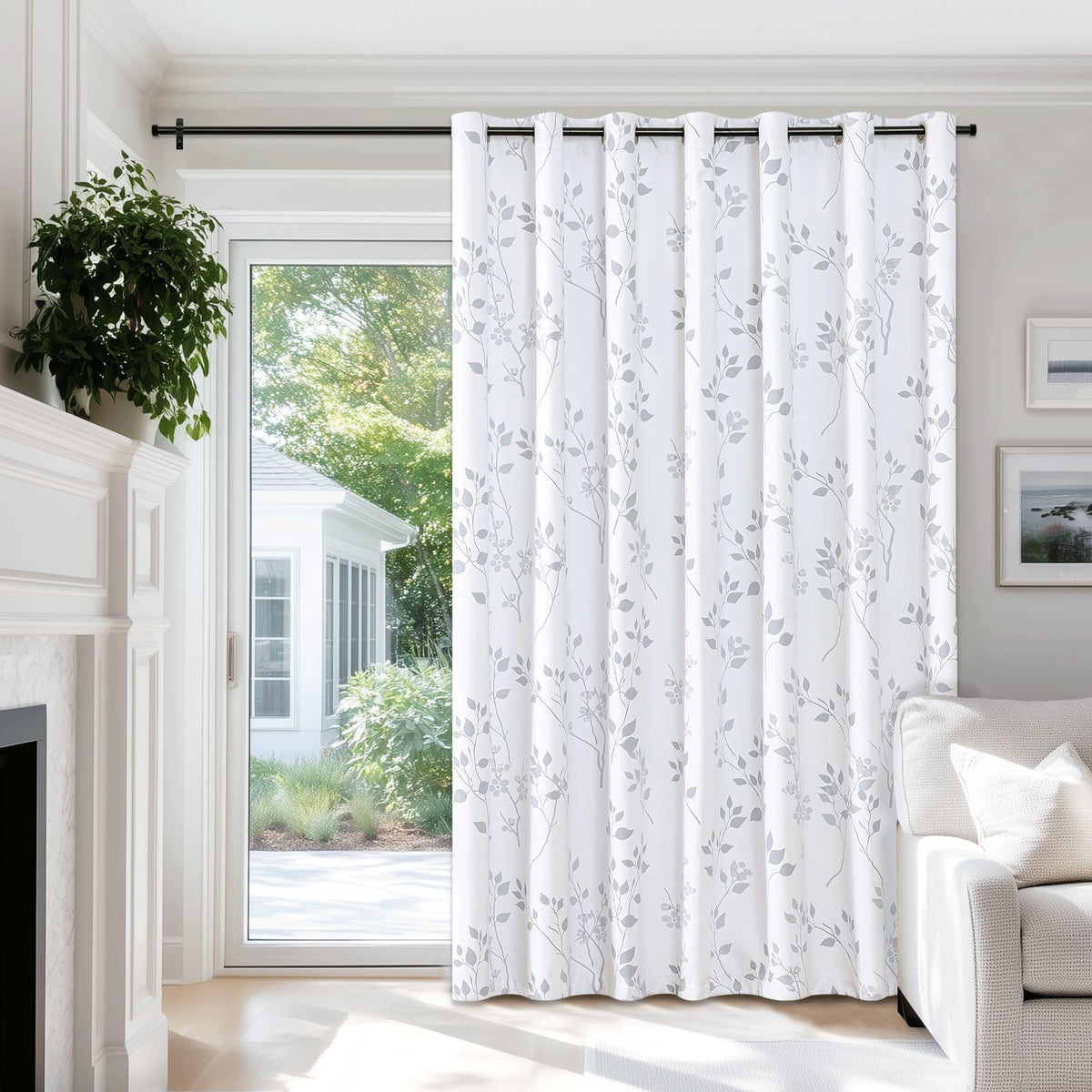 Grey White 100x84 Blackout Curtains L762237
