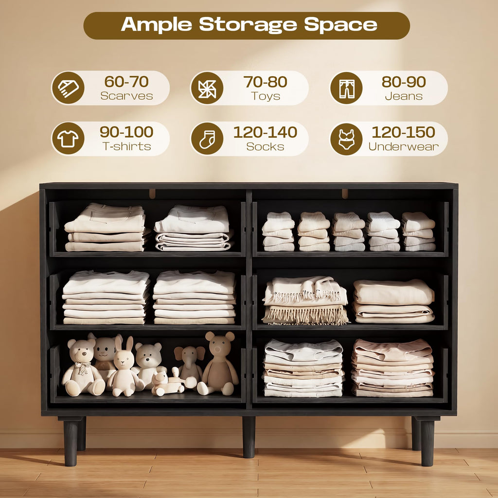 6 Drawer Rattan Wood Dresser U9317