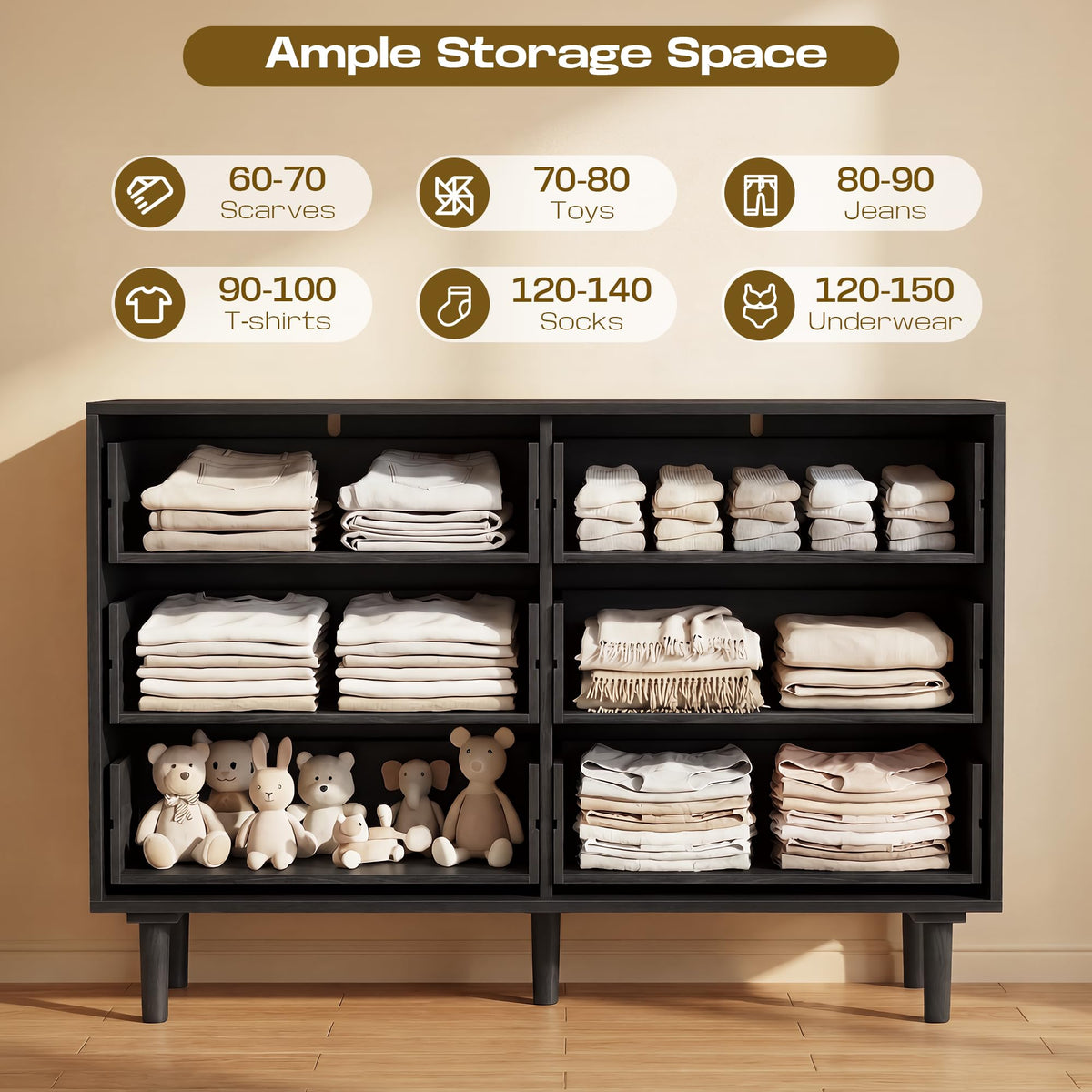 6 Drawer Rattan Wood Dresser U9317