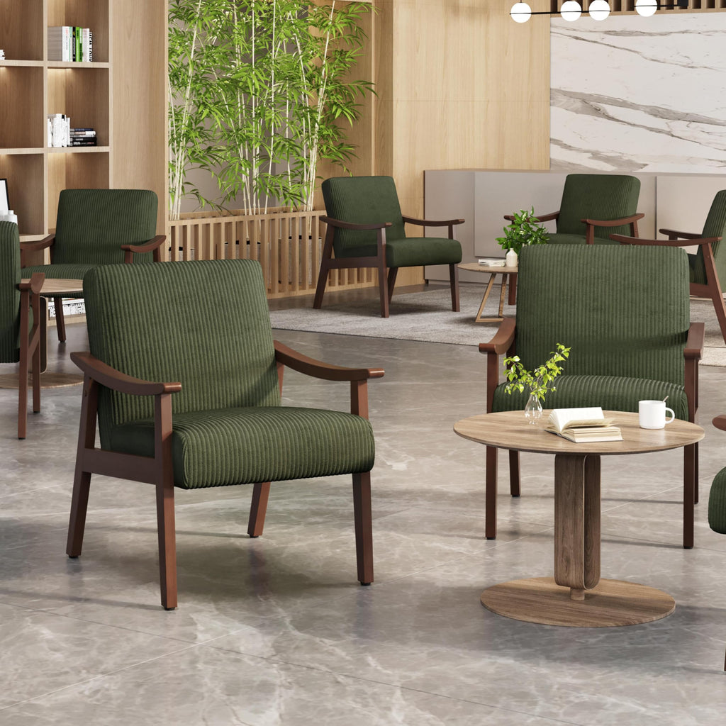 Dark Green Corduroy Accent Chairs Set of 2 J29490