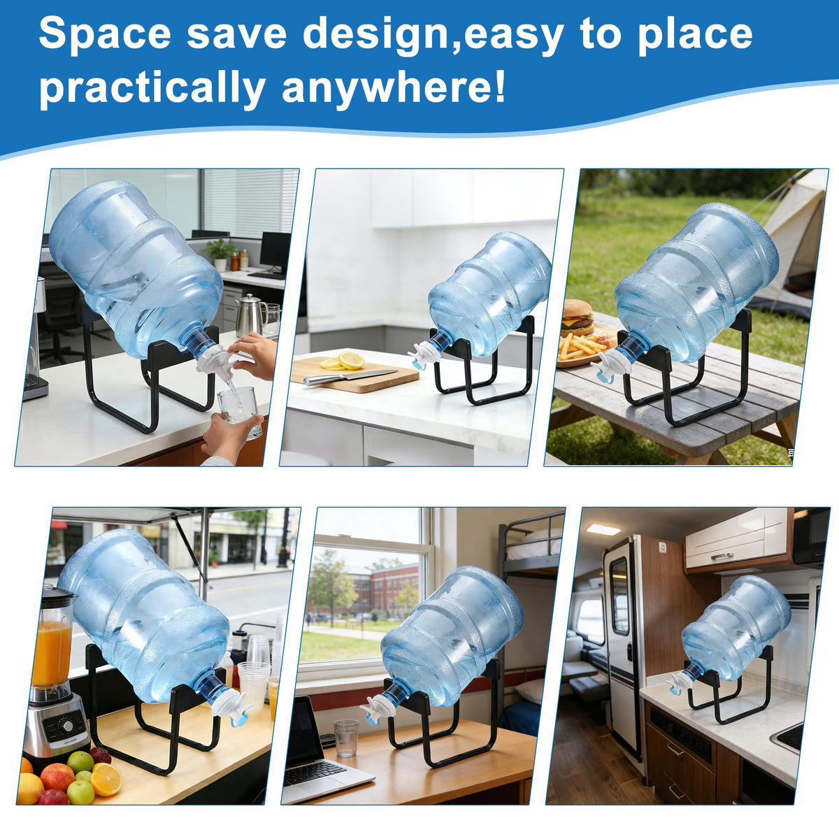 Stainless Steel 3-5 Gallon Water Jug Stand with 2 Dispenser Valves G73571