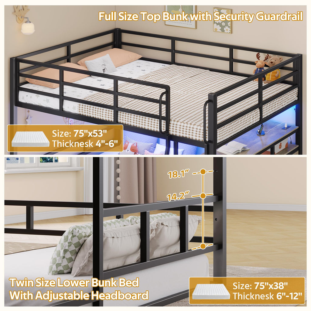 Full Over Twin Bunk Bed with 8 Drawers & 4 Shelves O55982