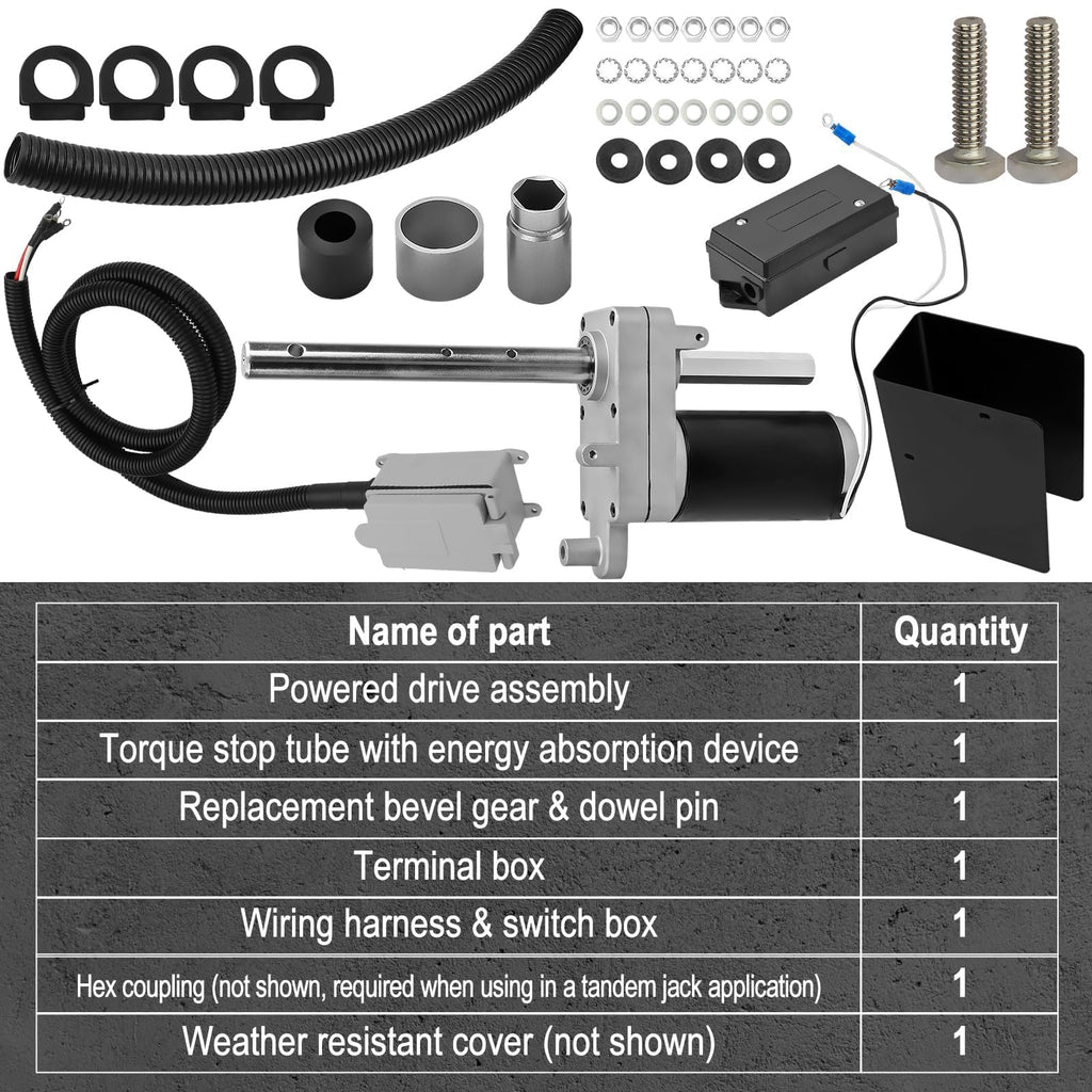 Electric Powered Trailer Jack Kit 12,000 lbs 12V Single Speed Tongue Jack with Control Switch R87262
