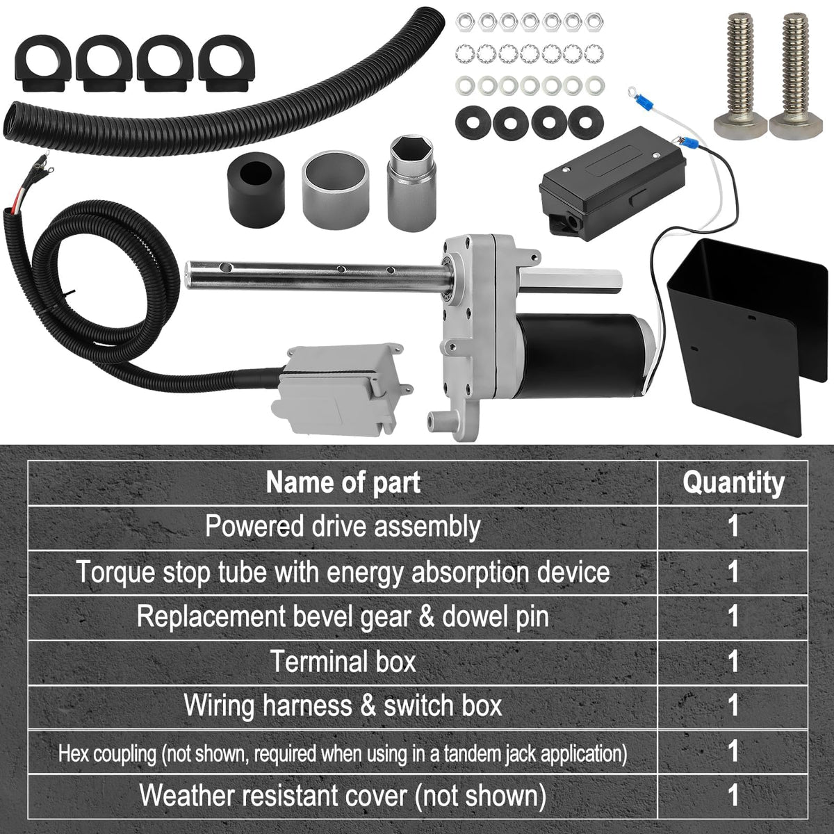 Electric Powered Trailer Jack Kit 12,000 lbs 12V Single Speed Tongue Jack with Control Switch R87262