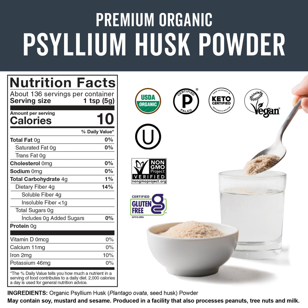 Organic Psyllium Husk Powder, 24 oz H732