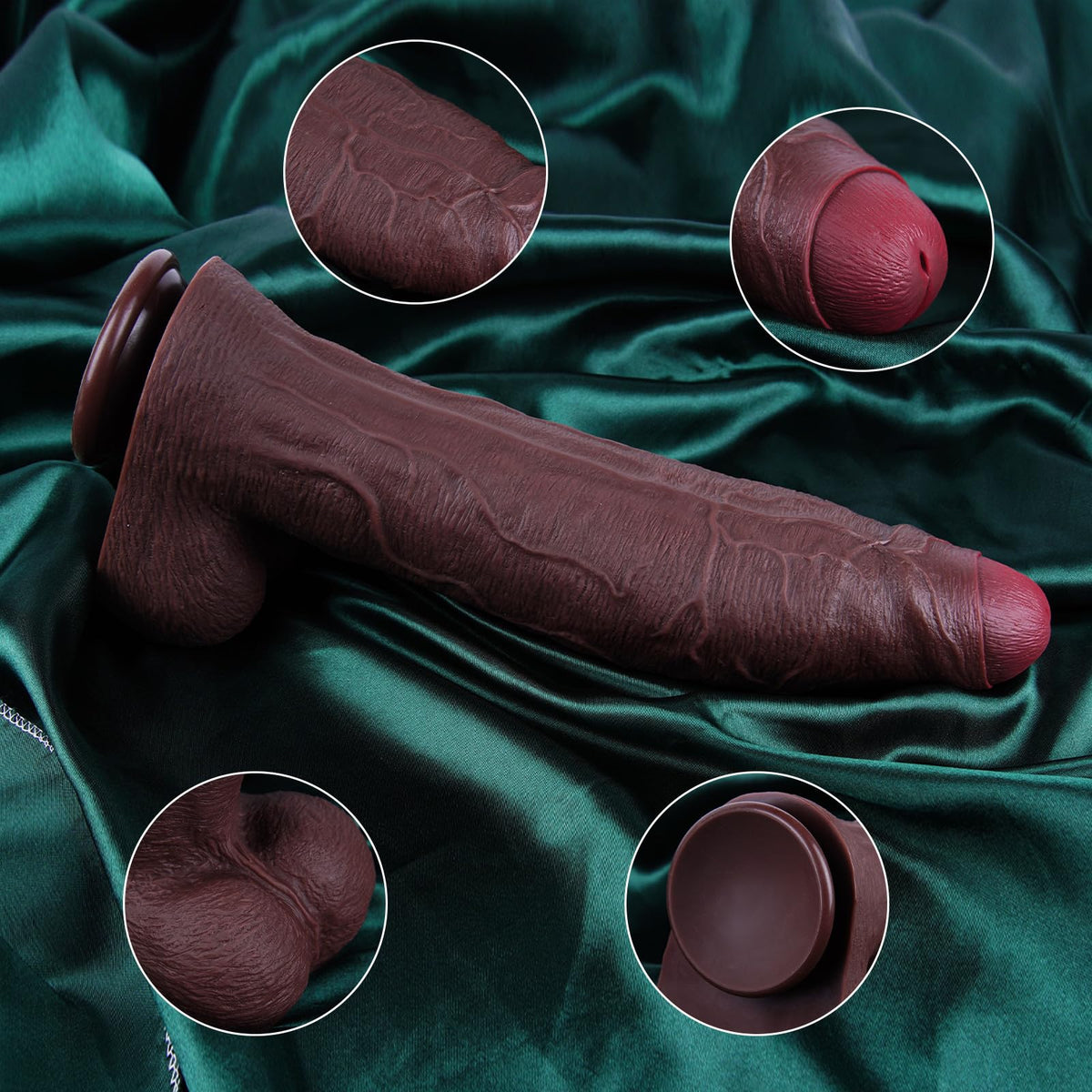 7.1" Silicone Realistic Dildo with Suction Cup Black U737
