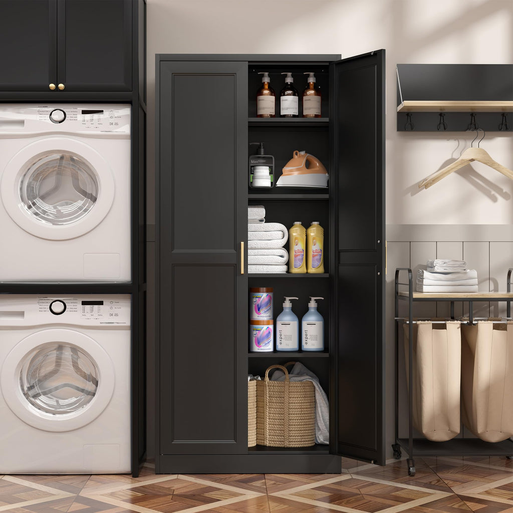 71" Metal Pantry Storage Cabinet with Doors & 4 Adjustable Shelves K475020