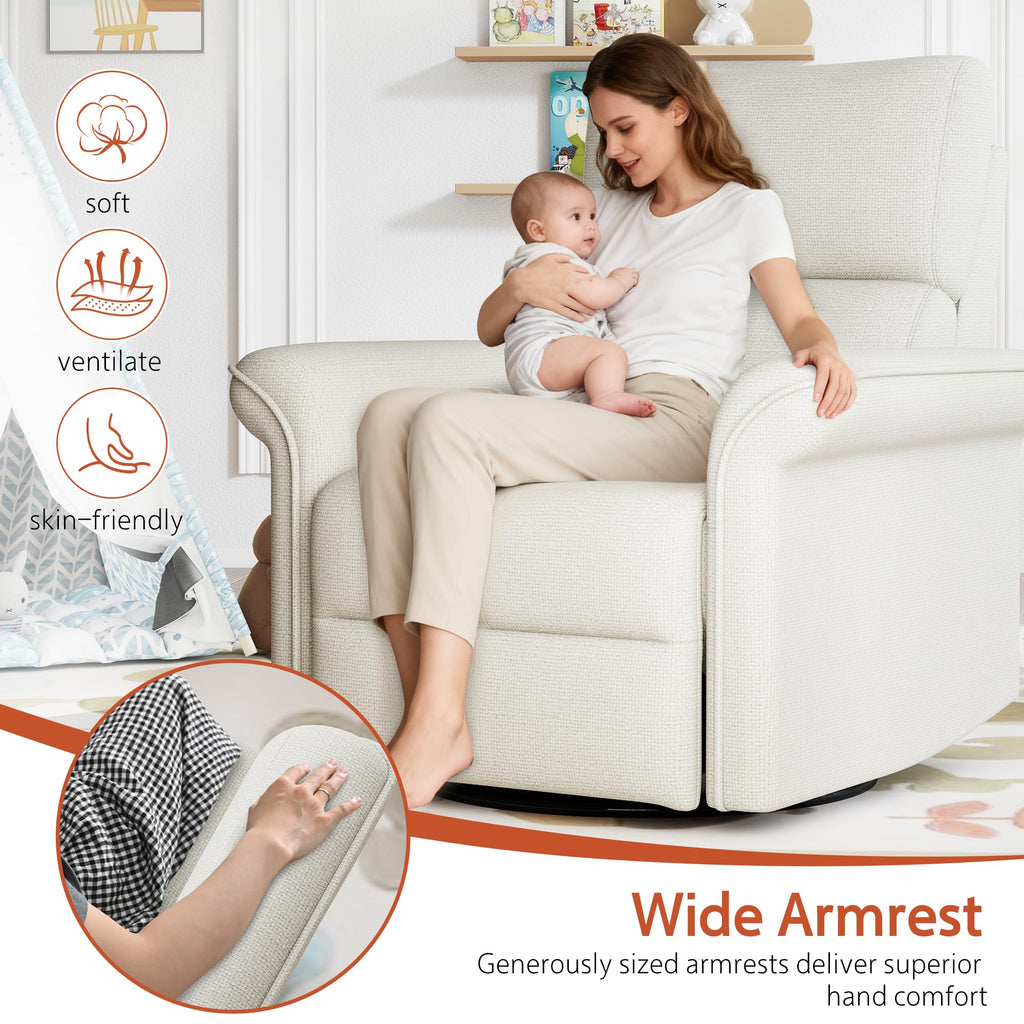 Fabric Light Gray Swivel Rocker Recliner Chair V86833