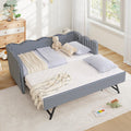 Blue Linen Upholstered Twin Daybed with Trundle M677511