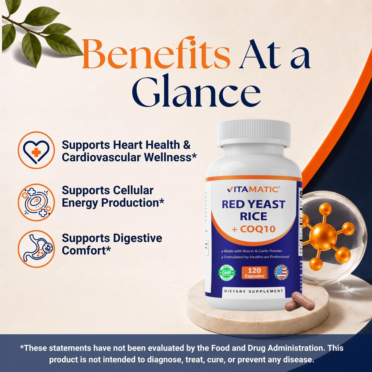 Red Yeast Rice CoQ10 Niacin Garlic 120 Veg Capsules S85418