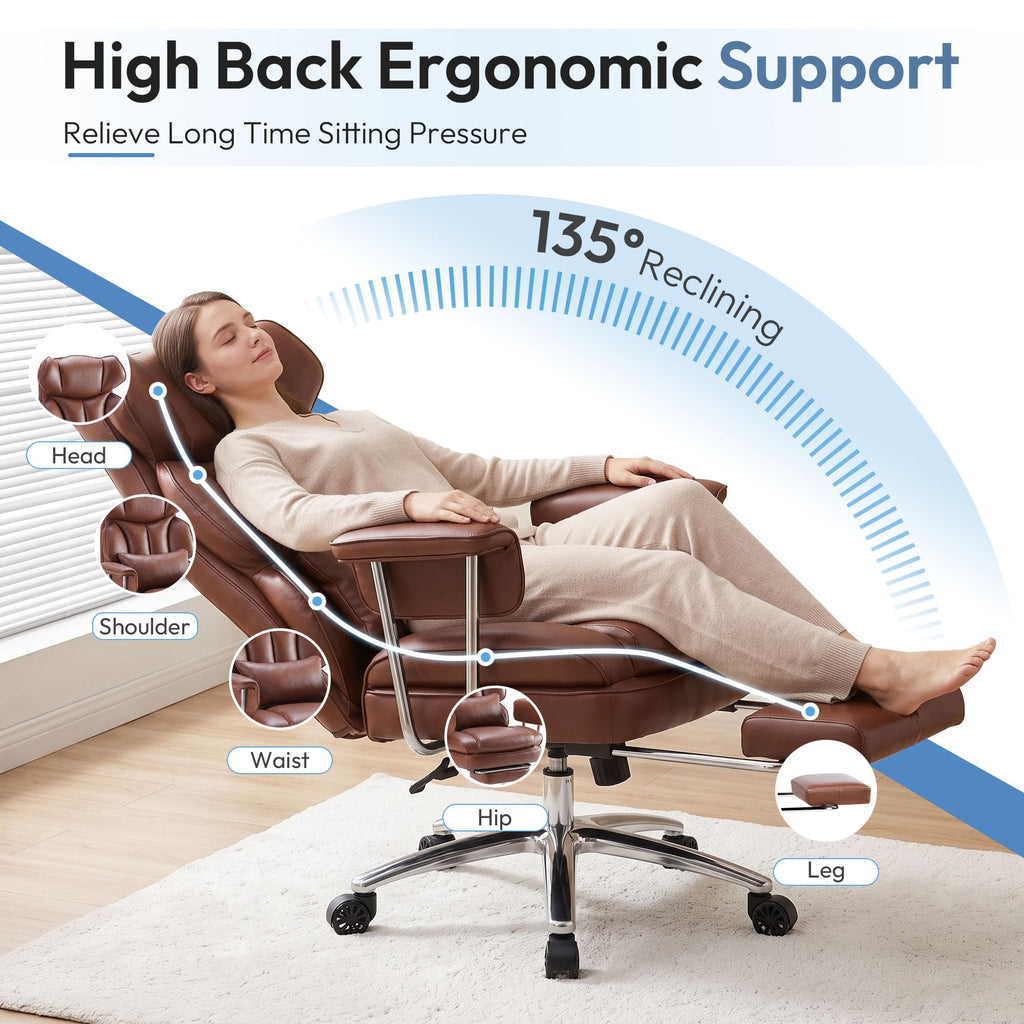 Brown Ergonomic Leather Office Chair N362687