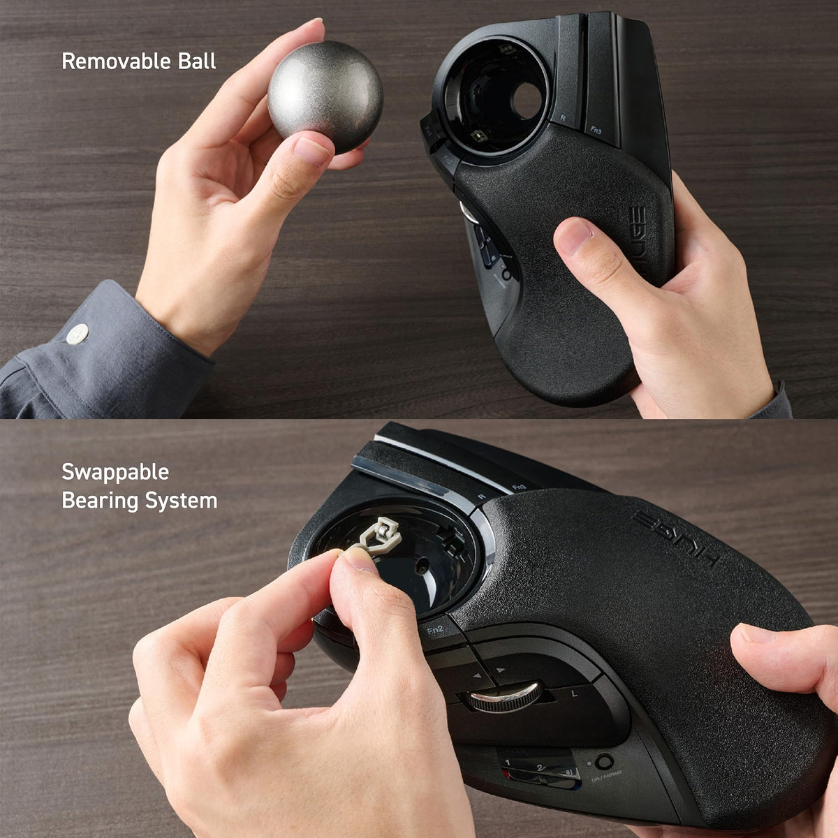 Wireless Trackball Mouse, Ergonomic 52mm Large Ball, Multi-Connection Bluetooth, 2.4GHz Wireless, Wired, 10 Programmable Buttons, Rechargeable, Silent Clicks O73784