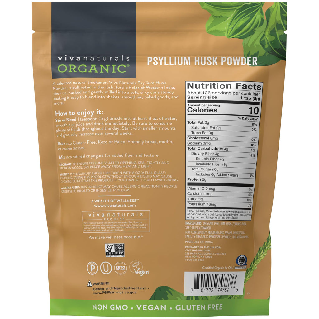 Organic Psyllium Husk Powder, 24 oz H732
