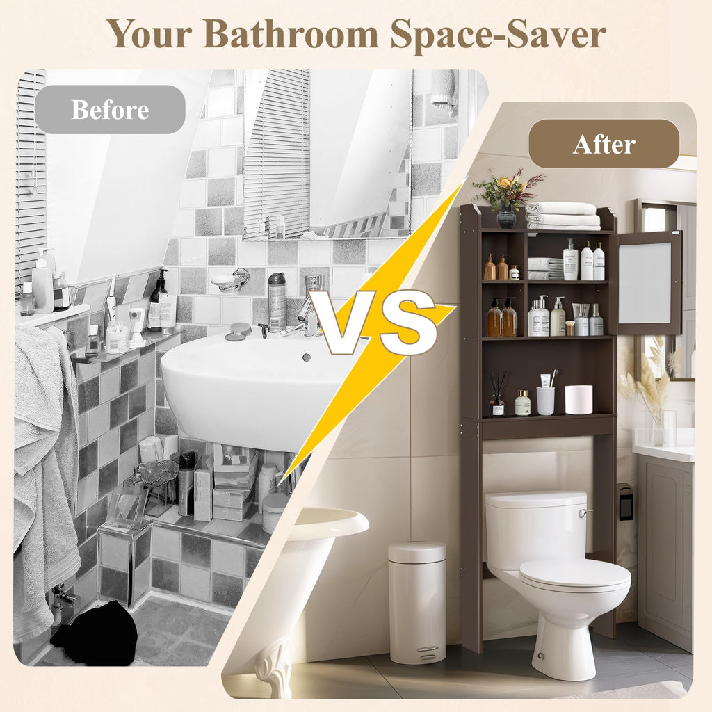 Over The Toilet Storage Cabinet with Adjustable Shelf and Double Doors B547