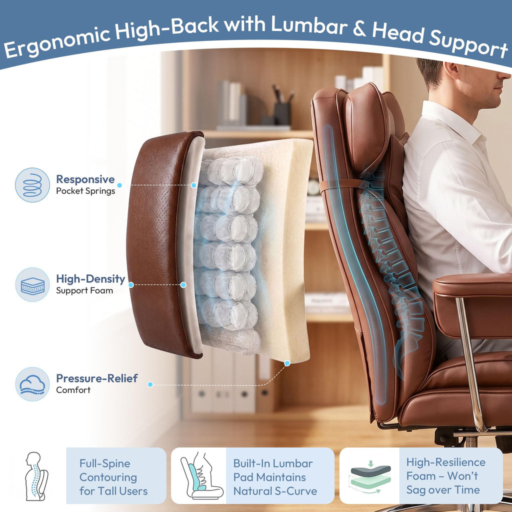 Brown Ergonomic Leather Office Chair N362687