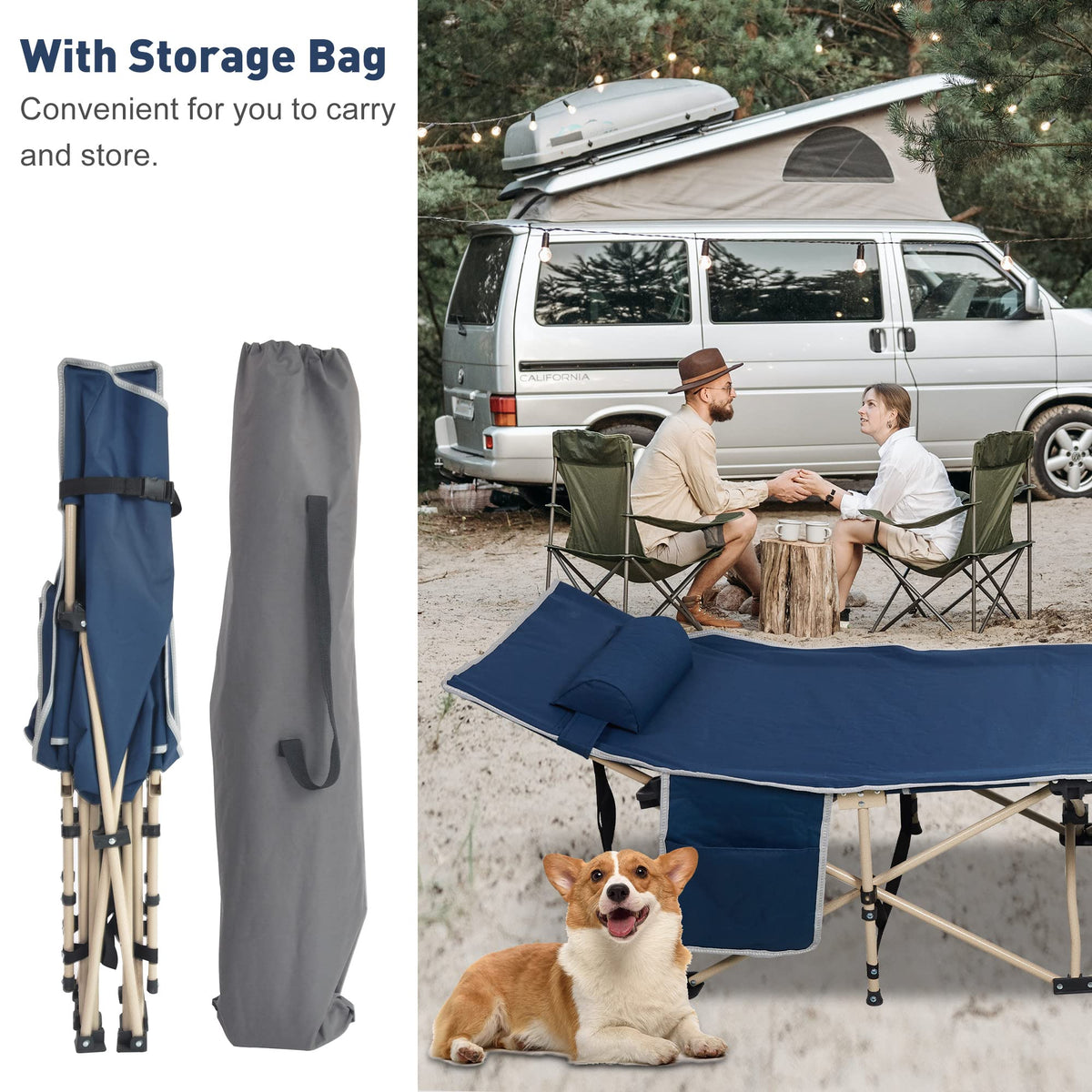 Folding Camping Cot with Carry Bag Pocket Pillow M9323